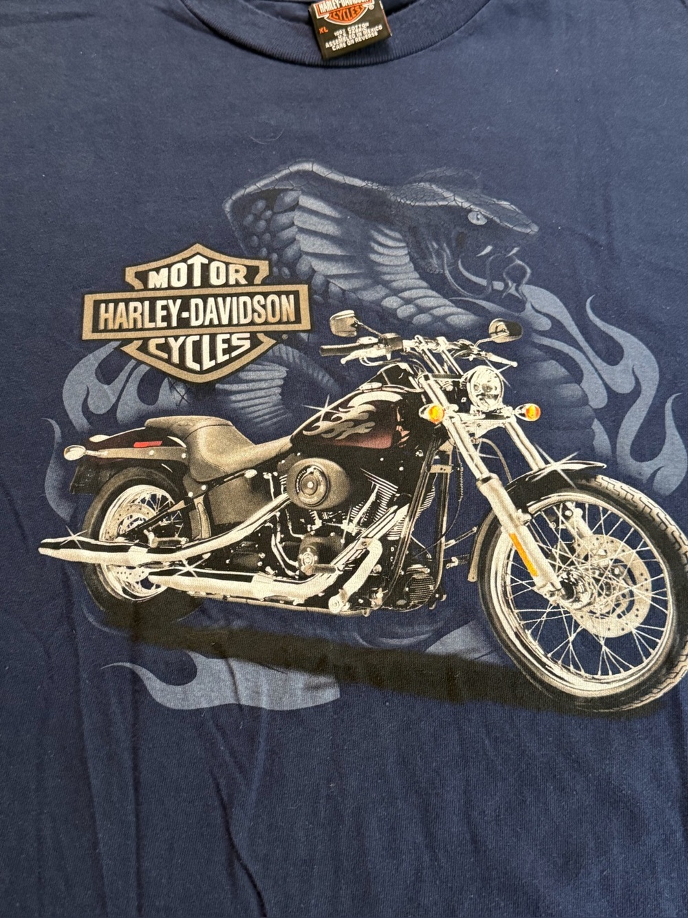 Harley-Davidson Madrid España Cobra Motorcycle Graphic T-Shirt Navy Blue XL